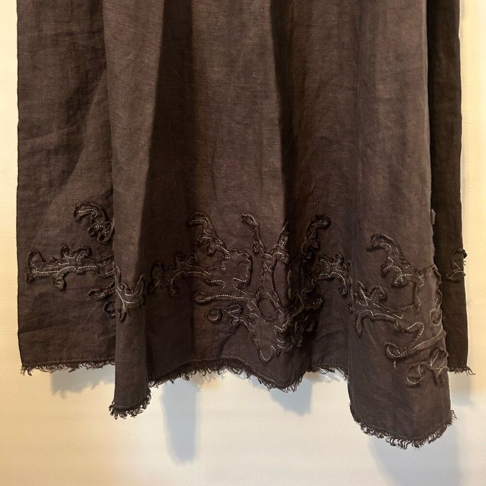 Soft Surroundings 100% Linen Maxi A-Line Skirt Grey brown medium tall boho prair - Picture 3 of 10